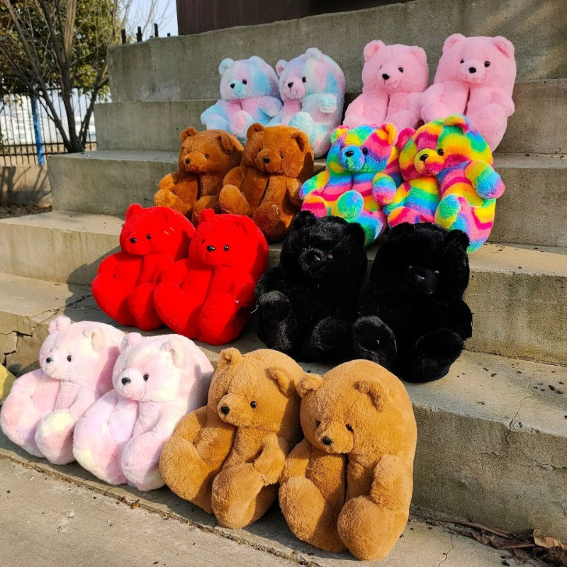 Wholesale Cartoon Teddy Bear Plush Warm Cotton Shoes